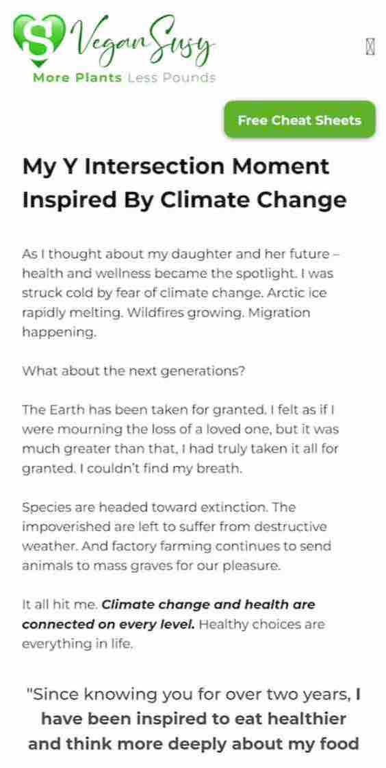 Blog written for Vegan Susy vegan weight coach blog copywriting